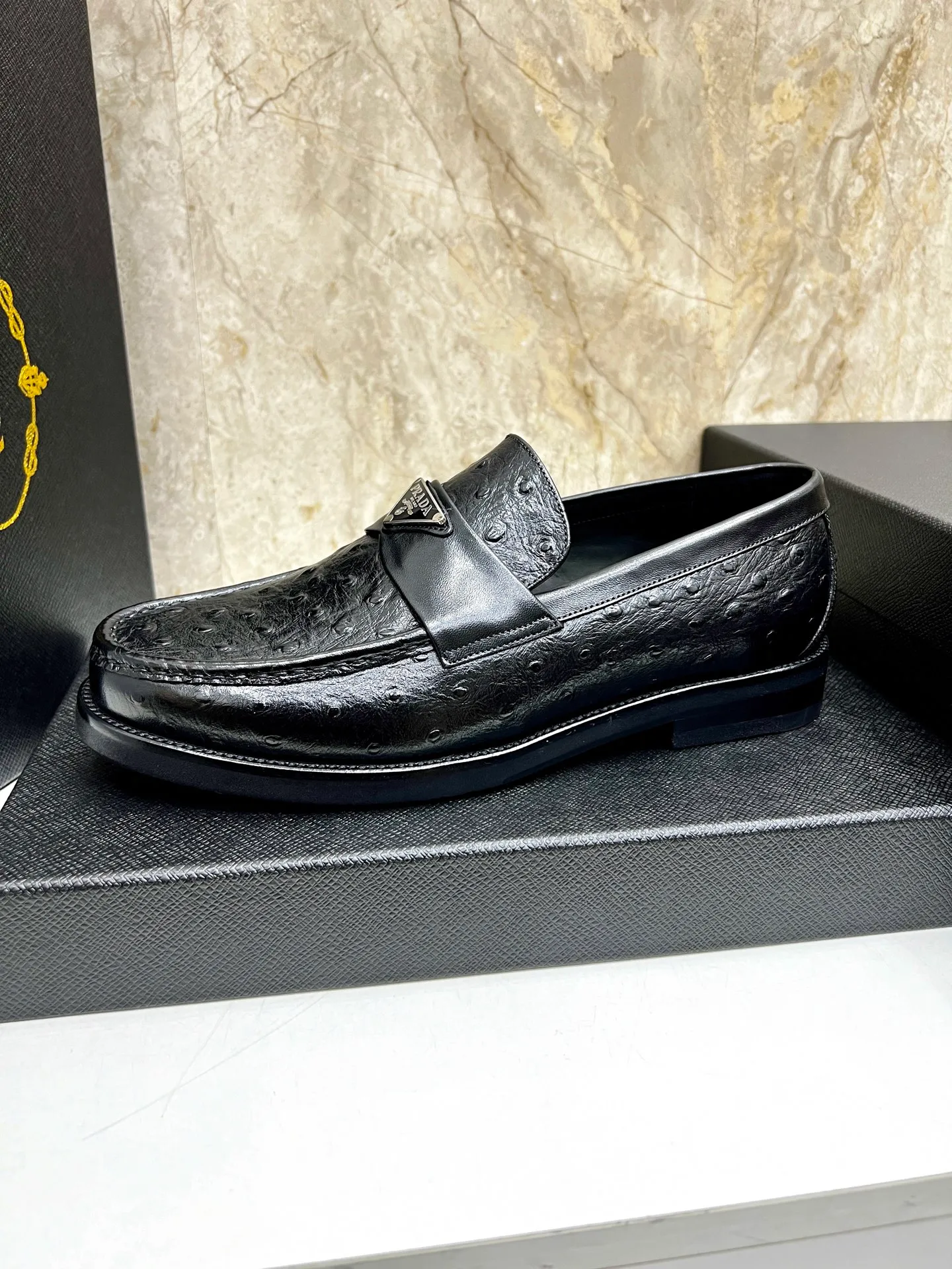 PRADA~ Size: 38-44 (customized 45/46 P: 💰880 P's original official website new high-end men's leather shoes, top-quality original replicas, made of imported open edge beads/calf leather, calf leather breathable lining, original leather outsole!